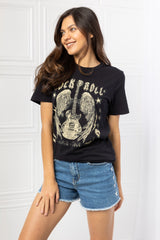 mineB Full Size Rock & Roll Graphic Tee - SHE BADDY© ONLINE WOMEN FASHION & CLOTHING STORE