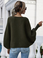 Horizontal Ribbing Dolman Sleeve Sweater - SHE BADDY© ONLINE WOMEN FASHION & CLOTHING STORE