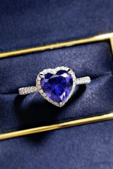 2 Carat Moissanite Heart-Shaped Side Stone Ring - SHE BADDY© ONLINE WOMEN FASHION & CLOTHING STORE