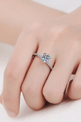 1 Carat Moissanite Rhodium-Plated Side Stone Ring - SHE BADDY© ONLINE WOMEN FASHION & CLOTHING STORE