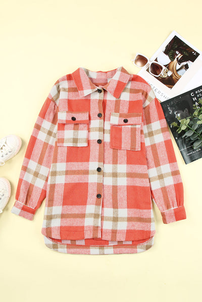 Plaid Dropped Shoulder Pocket Shacket - SHE BADDY© ONLINE WOMEN FASHION & CLOTHING STORE