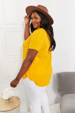 Zenana Full Size Summer Breeze Gauze Short Sleeve Shirt in Mustard - SHE BADDY© ONLINE WOMEN FASHION & CLOTHING STORE