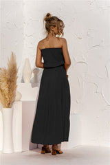 Strapless Tie Waist Tiered Maxi Dress - SHE BADDY© ONLINE WOMEN FASHION & CLOTHING STORE