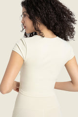 Gathered Detail Surplice Short Sleeve Sports Top - SHE BADDY© ONLINE WOMEN FASHION & CLOTHING STORE