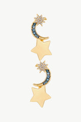 Lasting Wish Inlaid Rhinestone Star and Moon Drop Earrings - SHE BADDY© ONLINE WOMEN FASHION & CLOTHING STORE