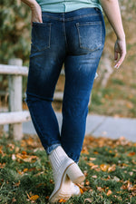 Plus Size Button Fly Distressed Jeans - SHE BADDY© ONLINE WOMEN FASHION & CLOTHING STORE