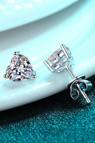 2 Carat Moissanite Heart-Shaped Stud Earrings - SHE BADDY© ONLINE WOMEN FASHION & CLOTHING STORE