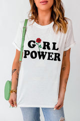 GIRL POWER Rose Graphic Tee Shirt - SHE BADDY© ONLINE WOMEN FASHION & CLOTHING STORE