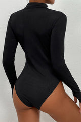 Mock Neck Cutout Long Sleeve Bodysuit - SHE BADDY© ONLINE WOMEN FASHION & CLOTHING STORE