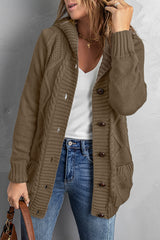 Button Front Hooded Cardigan with Pockets - SHE BADDY© ONLINE WOMEN FASHION & CLOTHING STORE