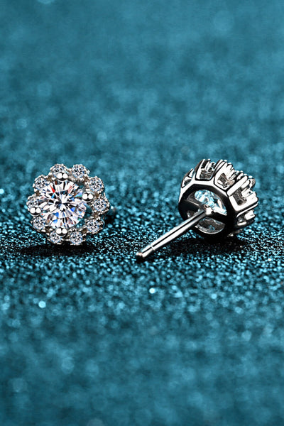 Moissanite Floral-Shaped Stud Earrings - SHE BADDY© ONLINE WOMEN FASHION & CLOTHING STORE