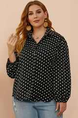 Plus Size Polka Dot Balloon Sleeve Shirt - SHE BADDY© ONLINE WOMEN FASHION & CLOTHING STORE