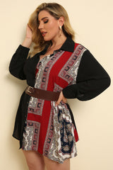 Plus Size Color Block Button Front Shirt - SHE BADDY© ONLINE WOMEN FASHION & CLOTHING STORE