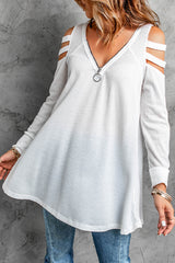 Cutout Waffle Knit Tunic Top - SHE BADDY© ONLINE WOMEN FASHION & CLOTHING STORE