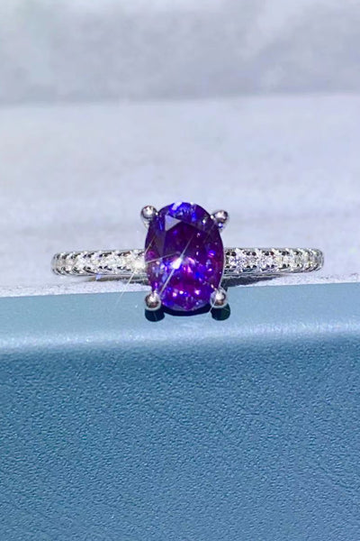 1 Carat Purple Moissanite 4-Prong Ring - SHE BADDY© ONLINE WOMEN FASHION & CLOTHING STORE