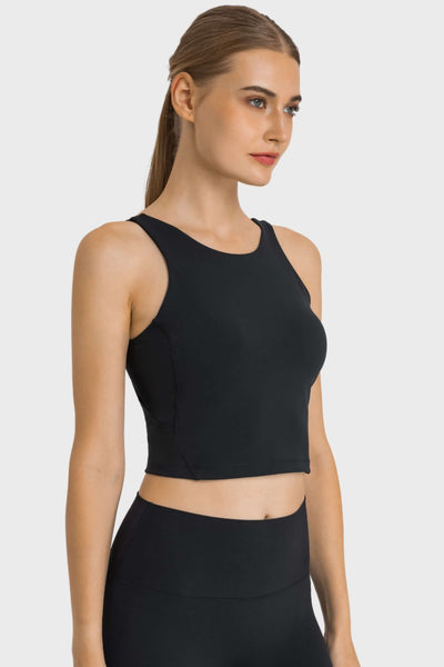 Feel Like Skin Highly Stretchy Cropped Sports Tank - SHE BADDY© ONLINE WOMEN FASHION & CLOTHING STORE