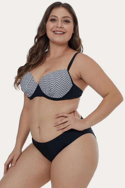 Waves Print Plus Size Bikini Set - SHE BADDY© ONLINE WOMEN FASHION & CLOTHING STORE