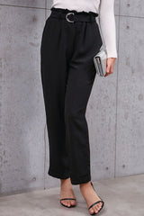 Belted Paperbag Waist Pants - SHE BADDY© ONLINE WOMEN FASHION & CLOTHING STORE