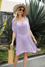 Openwork Side Slit Cover-Up Dress - SHE BADDY© ONLINE WOMEN FASHION & CLOTHING STORE