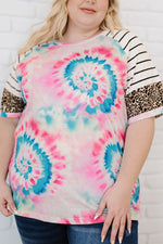 Plus Size Tie-Dye Mixed Print Raglan Sleeve T-Shirt - SHE BADDY© ONLINE WOMEN FASHION & CLOTHING STORE