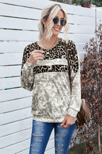 Tie-Dye Leopard Round Neck Sweatshirt - SHE BADDY© ONLINE WOMEN FASHION & CLOTHING STORE