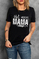 HOT MESS MAMA Graphic Round Neck Tee - SHE BADDY© ONLINE WOMEN FASHION & CLOTHING STORE