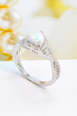 925 Sterling Silver Heart Opal Crisscross Ring - SHE BADDY© ONLINE WOMEN FASHION & CLOTHING STORE