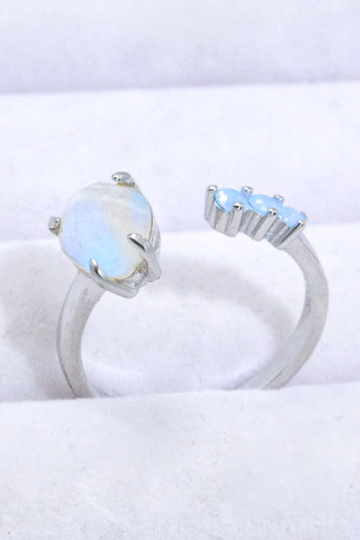 18K Rose Gold-Plated Moonstone Open Ring - SHE BADDY© ONLINE WOMEN FASHION & CLOTHING STORE