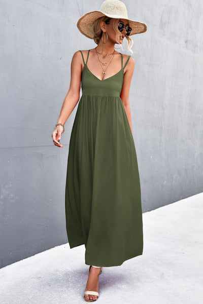 Double Strap Tie Back Dress - SHE BADDY© ONLINE WOMEN FASHION & CLOTHING STORE