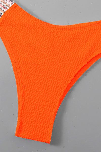 Contrast Textured High Cut Swim Set - SHE BADDY© ONLINE WOMEN FASHION & CLOTHING STORE
