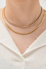 Double-Layered Inlaid Zircon Stainless Steel Necklace - SHE BADDY© ONLINE WOMEN FASHION & CLOTHING STORE