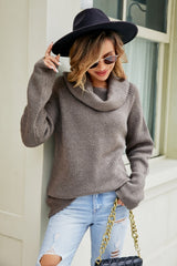 Cowl Neck Raglan Sleeve Sweater - SHE BADDY© ONLINE WOMEN FASHION & CLOTHING STORE