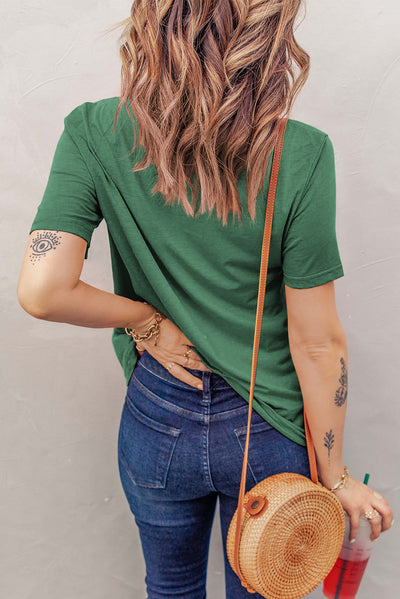 Distressed Short Sleeve Round Neck Tee - SHE BADDY© ONLINE WOMEN FASHION & CLOTHING STORE
