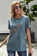 Leopard Lip Distressed T-Shirt - SHE BADDY© ONLINE WOMEN FASHION & CLOTHING STORE