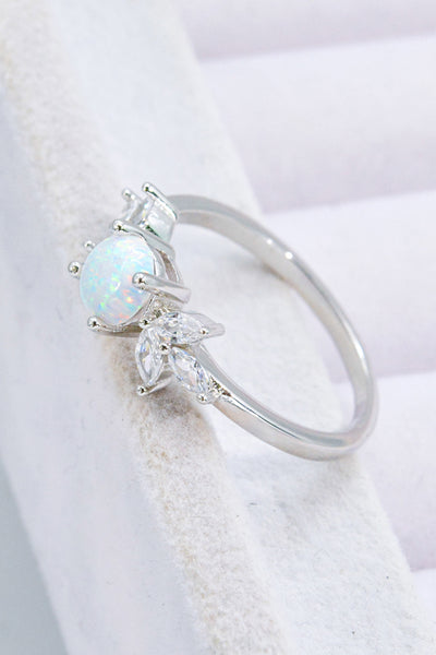 925 Sterling Silver Opal and Zircon Ring - SHE BADDY© ONLINE WOMEN FASHION & CLOTHING STORE