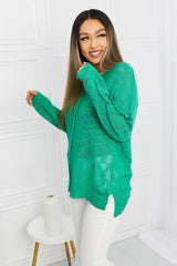 Mittoshop Exposed Seam Slit Knit Top in Kelly Green - SHE BADDY© ONLINE WOMEN FASHION & CLOTHING STORE