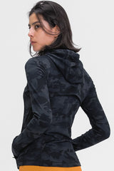 Drawstring Detail Zip Up Sports Jacket with Pockets - SHE BADDY© ONLINE WOMEN FASHION & CLOTHING STORE