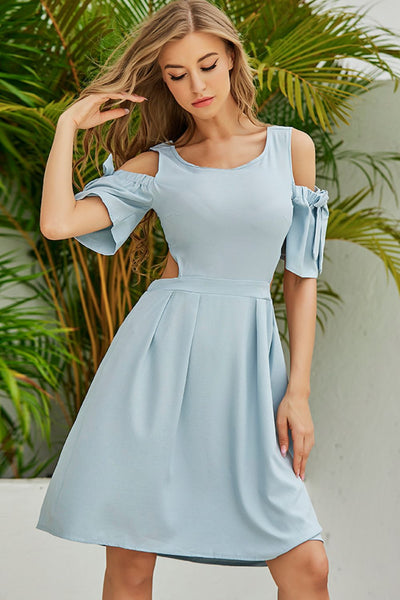 Cutout Tied Cold-Shoulder Dress - SHE BADDY© ONLINE WOMEN FASHION & CLOTHING STORE