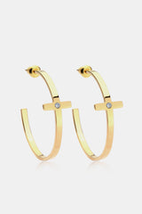 Stainless Steel Cross Hoop Earrings - SHE BADDY© ONLINE WOMEN FASHION & CLOTHING STORE