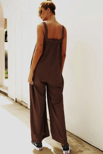 Wide Strap Wide Leg Jumpsuit - SHE BADDY© ONLINE WOMEN FASHION & CLOTHING STORE