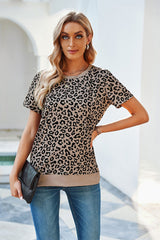 Leopard Print Short Sleeve Tee - SHE BADDY© ONLINE WOMEN FASHION & CLOTHING STORE