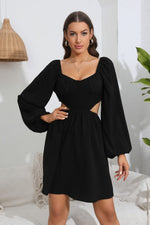 Cutout Long Balloon Sleeve Dress - SHE BADDY© ONLINE WOMEN FASHION & CLOTHING STORE