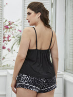 Plus Size Lace Trim Scoop Neck Cami and Printed Shorts Pajama Set - SHE BADDY© ONLINE WOMEN FASHION & CLOTHING STORE