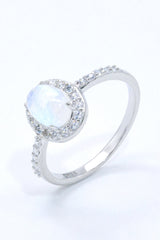 925 Sterling Silver Natural Moonstone Halo Ring - SHE BADDY© ONLINE WOMEN FASHION & CLOTHING STORE