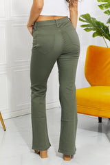 Zenana Clementine Full Size High-Rise Bootcut Jeans in Olive - SHE BADDY© ONLINE WOMEN FASHION & CLOTHING STORE