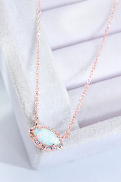 18k Rose Gold-Plated Opal Pendant Necklace - SHE BADDY© ONLINE WOMEN FASHION & CLOTHING STORE