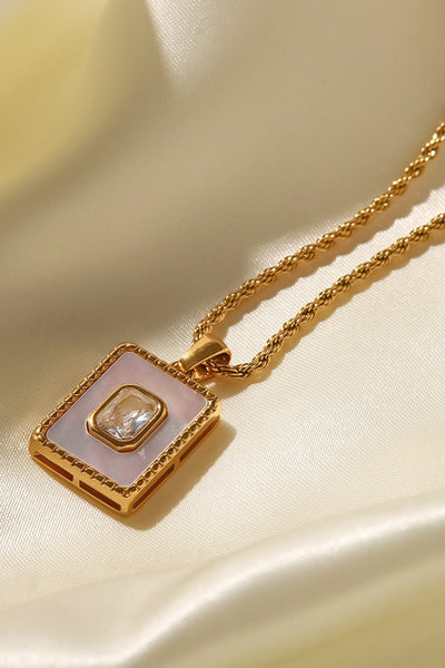 Square Pendant Twisted Chain Necklace - SHE BADDY© ONLINE WOMEN FASHION & CLOTHING STORE