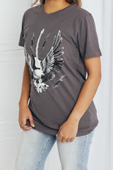 mineB Full Size Eagle Graphic Tee Shirt - SHE BADDY© ONLINE WOMEN FASHION & CLOTHING STORE