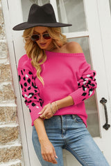 Printed Dropped Shoulder Round Neck Sweater - SHE BADDY© ONLINE WOMEN FASHION & CLOTHING STORE