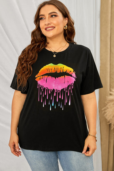 Plus Size Lip Graphic Tee Shirt - SHE BADDY© ONLINE WOMEN FASHION & CLOTHING STORE